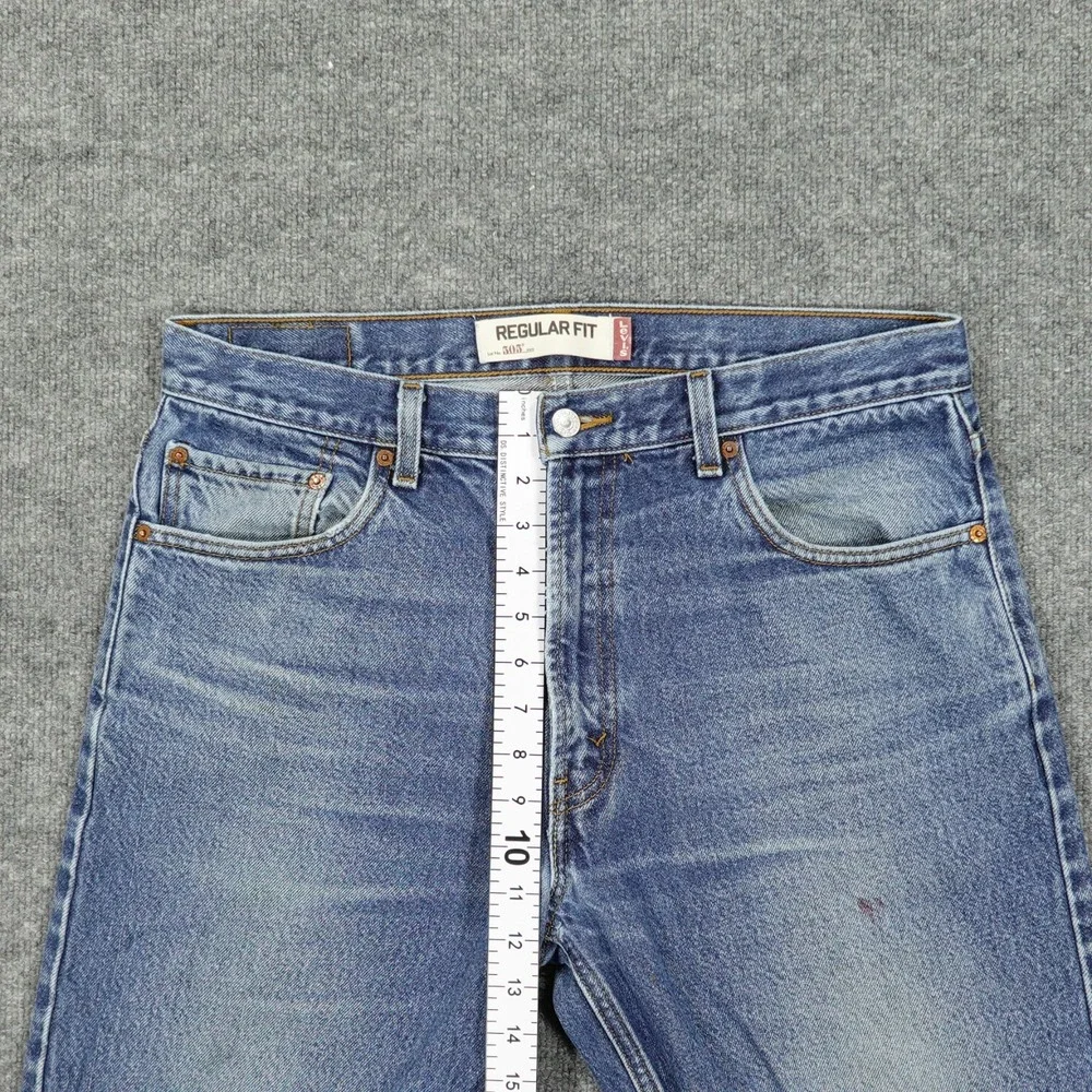 Levis 505 Jeans Mens 36x30 Blue‎ Regular Fit Straight Leg Stretch